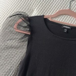 Black Mesh Long Sleeve Top